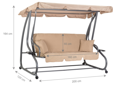 Homelux Pat balansoar de grădină convertibil bej [7]