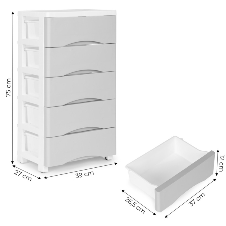 Homelux Raft extensibil cu 5 sertare și picioare cu roți gri [7]