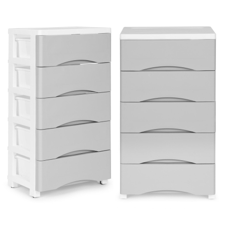 Produse temporar indisponibile - Homelux Raft extensibil cu 5 sertare și picioare cu roți gri