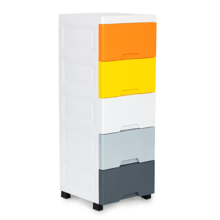 Homelux Raft extensibil cu 5 sertare și picioare cu roți multicolor [3]