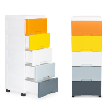 Produse temporar indisponibile - Homelux Raft extensibil cu 5 sertare și picioare cu roți multicolor