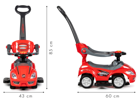 Homelux Ride-on masina 3 în 1 cu mâner de lux și panou muzical roșu [4]