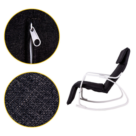 Homelux Scaun balansoar alb negru cu suport pentru picioare reglabil [5]