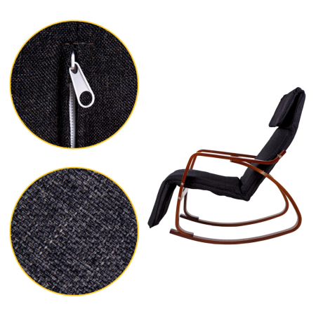 Homelux Scaun balansoar cu suport reglabil pentru picioare cu brațe din lemn [7]