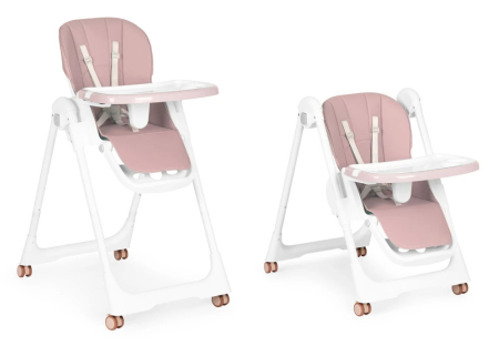Homelux Scaun de hrănire înălțime reglabilă curele din piele ecologică tavă dublă roz [9]