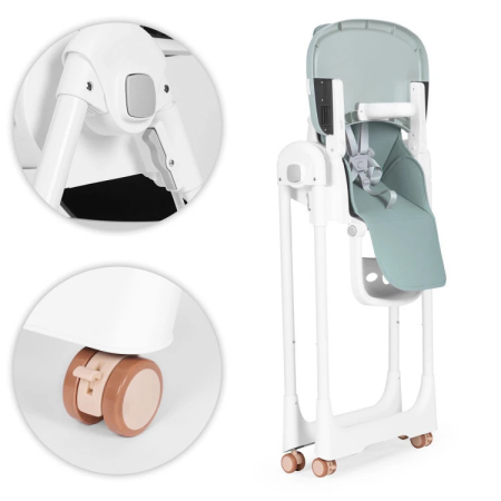 Homelux Scaun de hrănire înălțime reglabilă curele din piele ecologică tavă dublă verde [7]