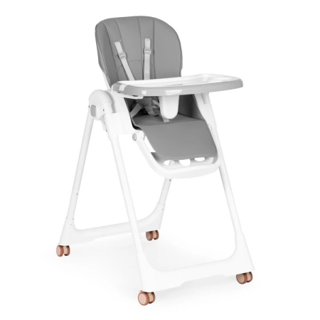 Homelux Scaun de hrănire reglabil în înălțime curele din piele ecologică tavă dublă gri închis [0]