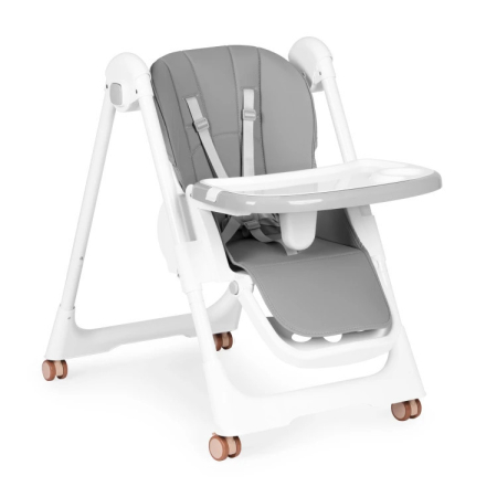 Homelux Scaun de hrănire reglabil în înălțime curele din piele ecologică tavă dublă gri închis [3]