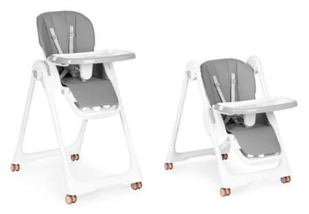 Homelux Scaun de hrănire reglabil în înălțime curele din piele ecologică tavă dublă gri închis [9]