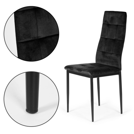 Homelux Scaun de masă set de 4 piele de căprioară negru [6]