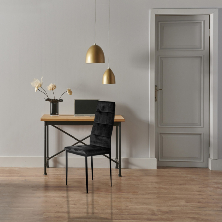 Homelux Scaun de masă set de 4 piele de căprioară negru [7]