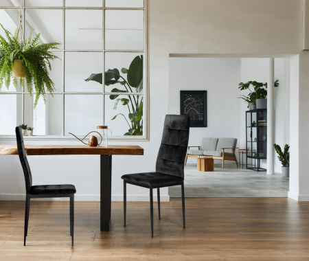 Homelux Scaun de masă set de 4 piele de căprioară negru [8]