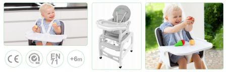 Homelux Scaun înalt multifuncțional 3 în 1 gri [7]