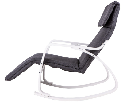 Homelux Scaun oscilant cu suport reglabil pentru picioare, cadru din lemn alb - gri [9]