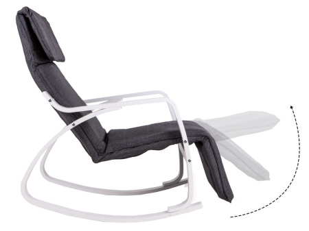 Homelux Scaun oscilant cu suport reglabil pentru picioare, cadru din lemn alb - gri [5]