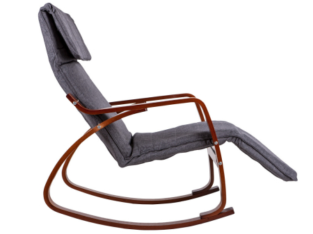 Homelux Scaun oscilant cu suport reglabil pentru picioare, cadru din lemn hazel - gri [5]