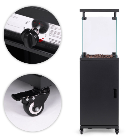 Homelux Șemineu mobil pe gaz pentru încălzirea terasei cu pietre vulcanice și capac de protecție 13 kW [7]