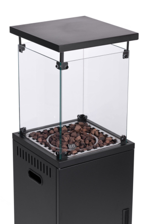 Homelux Șemineu mobil pe gaz pentru încălzirea terasei cu pietre vulcanice și capac de protecție 13 kW [5]