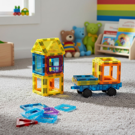 Homelux Set construcție magnetică 45 piese avion, casă, mașină [2]