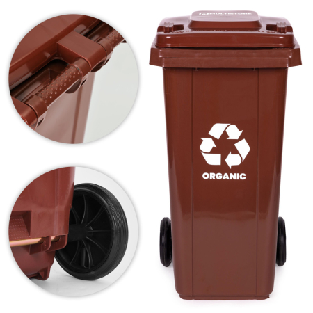 Homelux Set coș de gunoi 2x120L negru, maro, cu roți de cauciuc [7]