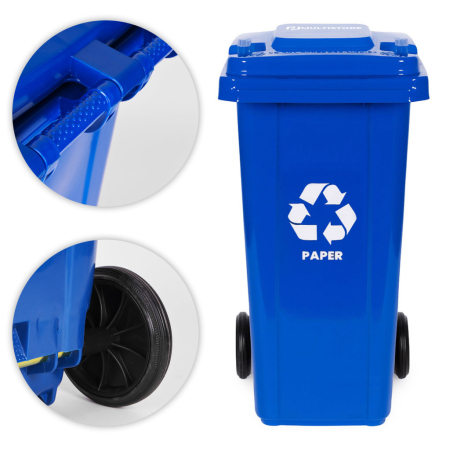 Homelux Set coș de gunoi 5x120L cu roți din cauciuc albastru, verde, galben, negru, maro [8]