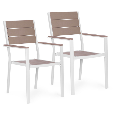 Produse temporar indisponibile - Homelux Set de 2 scaune de grădină cu cadru metalic, scaun din plastic alb