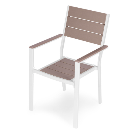 Homelux Set de 2 scaune de grădină cu cadru metalic, scaun din plastic alb [5]