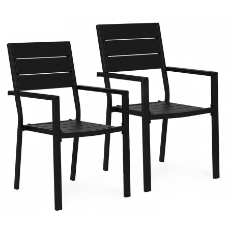 Produse temporar indisponibile - Homelux Set de 2 scaune de grădină cu cadru metalic și scaun din plastic negru