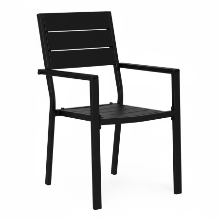 Homelux Set de 2 scaune de grădină cu cadru metalic și scaun din plastic negru [4]