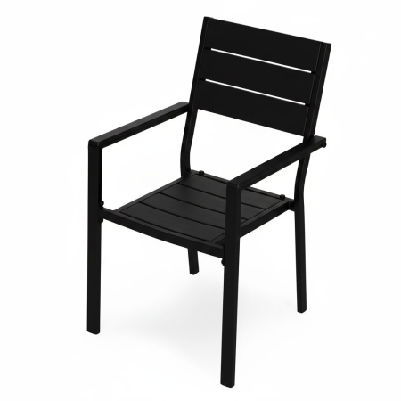 Homelux Set de 2 scaune de grădină cu cadru metalic și scaun din plastic negru [5]