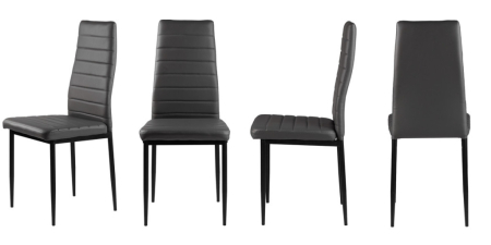 Homelux Set de 4 scaune cu spătar înalt din piele gri [4]