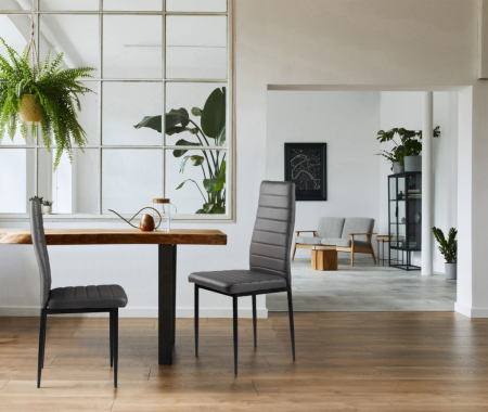 Homelux Set de 4 scaune cu spătar înalt din piele gri [7]