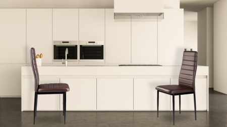 Homelux Set de 4 scaune cu spătar înalt din piele maro [6]