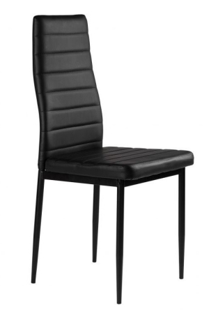 Homelux Set de 4 scaune cu spătar înalt din piele neagră [3]