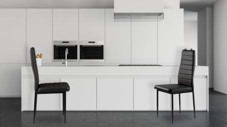 Homelux Set de 4 scaune cu spătar înalt din piele neagră [6]