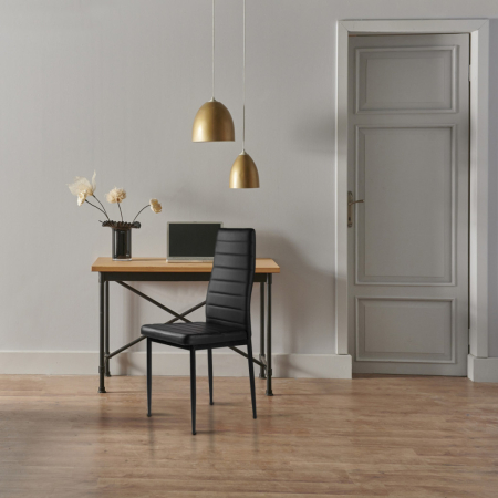 Homelux Set de 4 scaune cu spătar înalt din piele neagră [7]