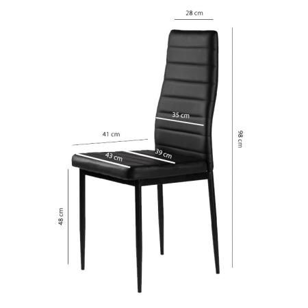 Homelux Set de 4 scaune cu spătar înalt din piele neagră [9]