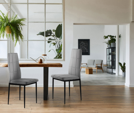 Homelux Set de 4 scaune cu spătar înalt din țesătură gri [6]