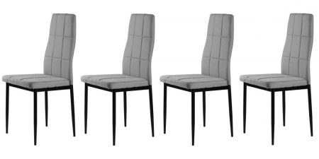 Homelux Set de 4 scaune cu spătar înalt din țesătură gri [2]