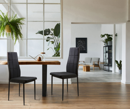 Homelux Set de 4 scaune cu spătar înalt din țesătură neagră [7]