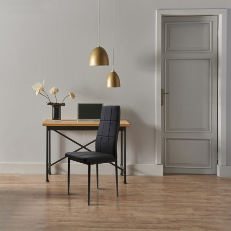 Homelux Set de 4 scaune cu spătar înalt din țesătură neagră [6]