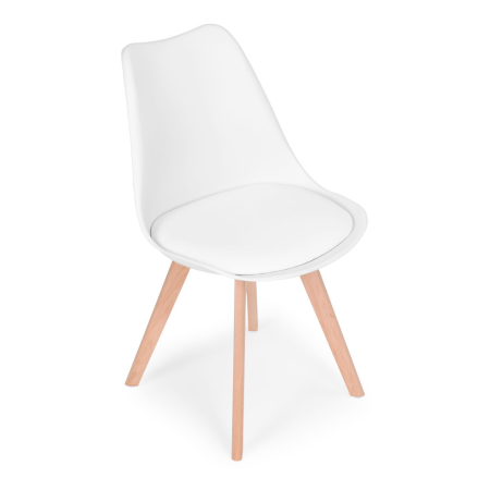 Homelux Set de 4 scaune de masă cu pernă din piele ecologică albă [3]