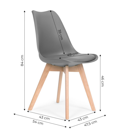 Homelux Set de 4 scaune de masă cu pernă din piele ecologică gri [9]