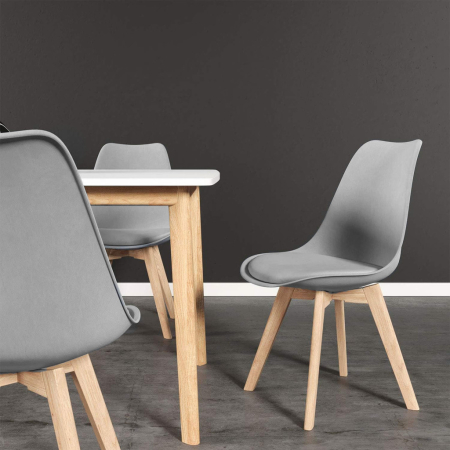 Homelux Set de 4 scaune de masă cu pernă din piele ecologică gri [7]
