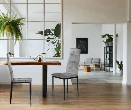 Homelux Set de 4 scaune de masă din piele de căprioară gri [1]