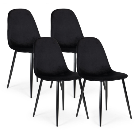 Homelux Set de 4 scaune din catifea negru [0]