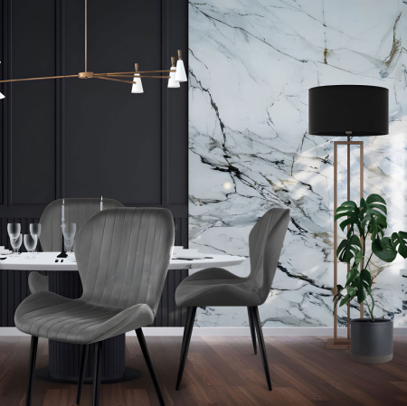 Homelux Set de 4 scaune din piele de căprioară gri scaun [7]