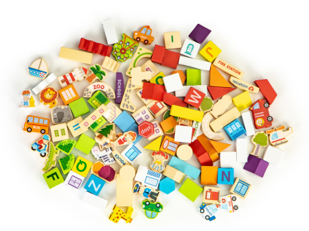 Homelux Set de blocuri de construcție educațională din lemn cu grădină zoologică a orașului 120 de piese [4]