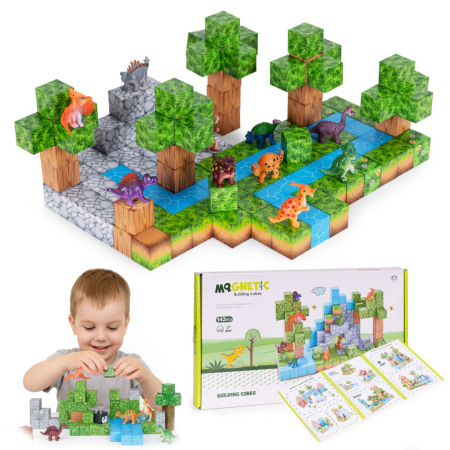 Produse temporar indisponibile - Homelux Set de blocuri de construcție magnetice dinozaur 142 piese