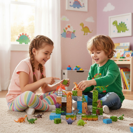 Homelux Set de blocuri magnetice dinozaur 114 piese [1]